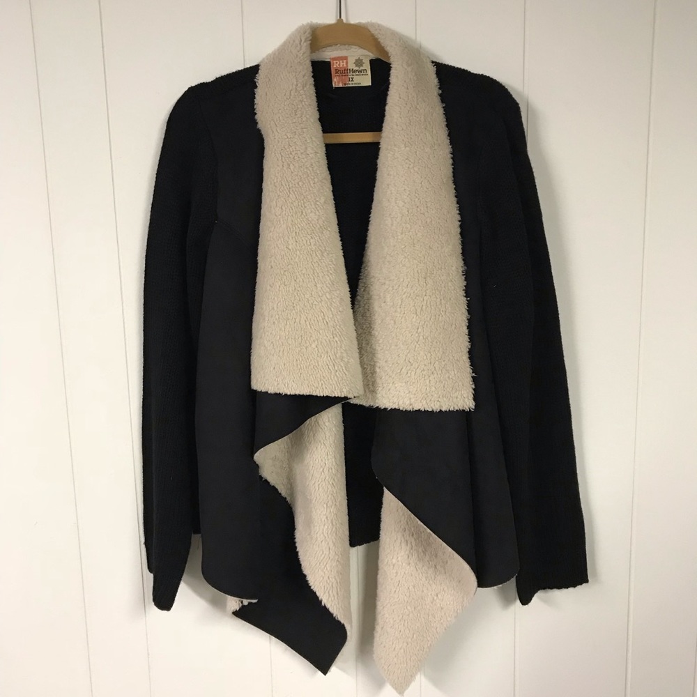 Ruff Hewn Sherpa draped cardigan plus size